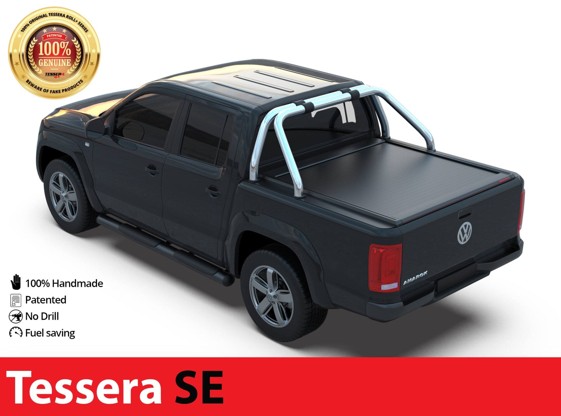 Laderaumabdeckung Tessera SE für Volkswagen Amarok 2010-2022 D/C mit OEM Überrollbügel TESS 1501 SE black matt