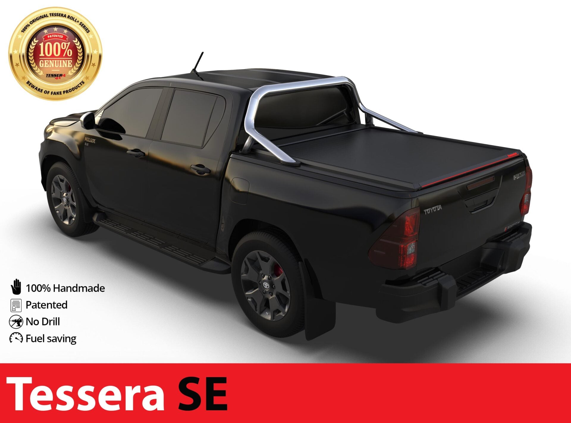 Laderaumabdeckung Tessera SE für Toyota Hilux Revo 2016+ mit OEM Überrollbügel D/C TESS 15161 SE black matt