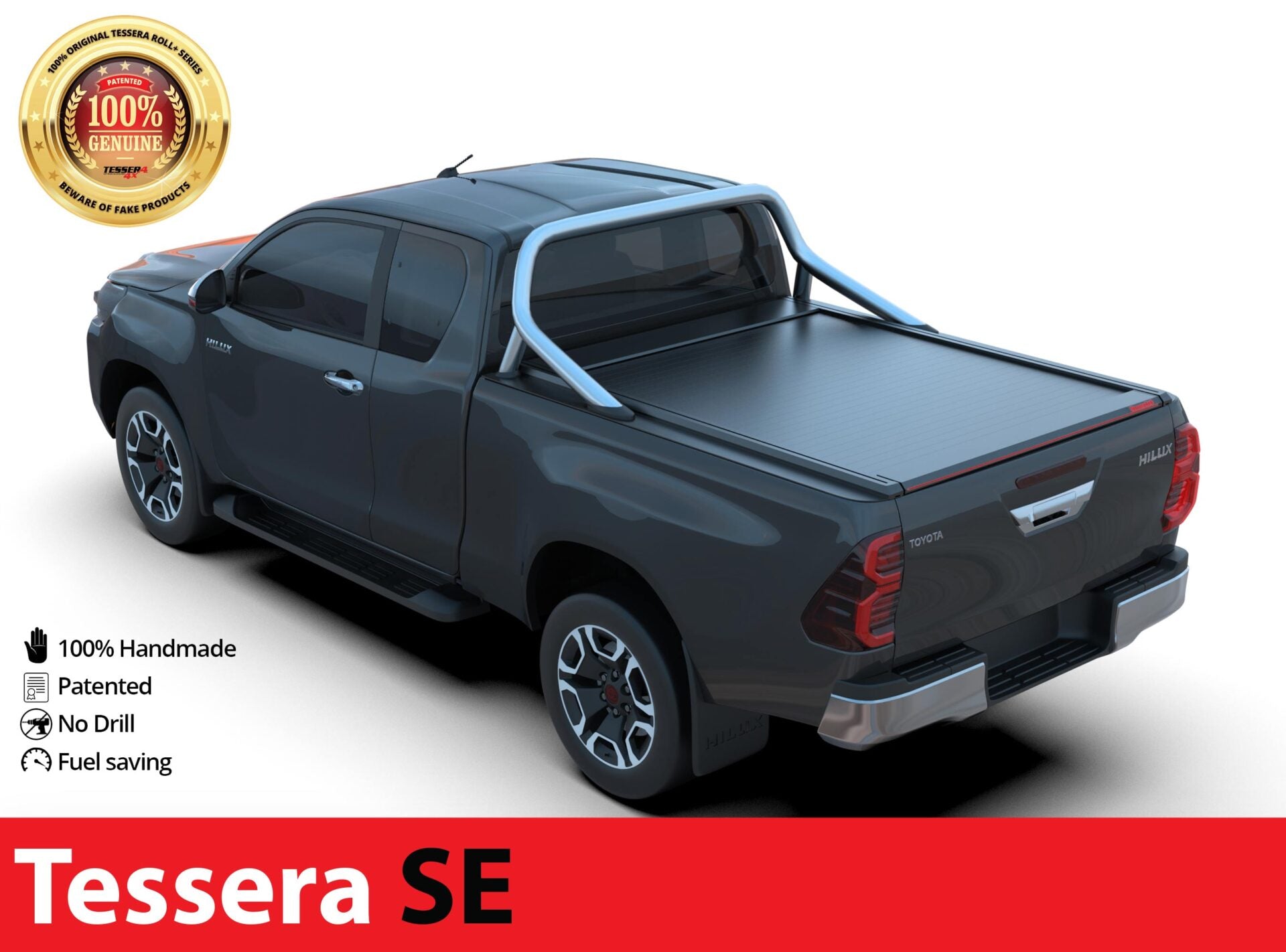 Laderaumabdeckung Tessera SE für Toyota Hilux Revo 2016+ mit OEM Überrollbügel S/C TESS 15171 SE black matt