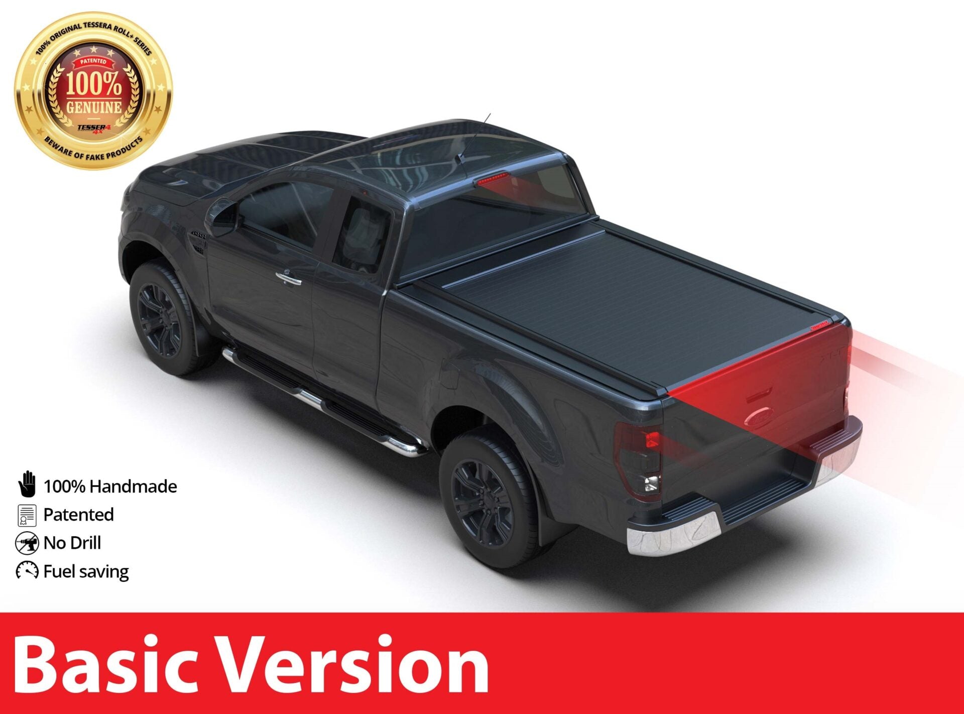 Tessera Roll+ Laderaumabdeckung "Basic" für FORD Ranger XL/XLT S/C ab 2012+ & 2016+ & 2020+ TESS 1407 ROLL black matt