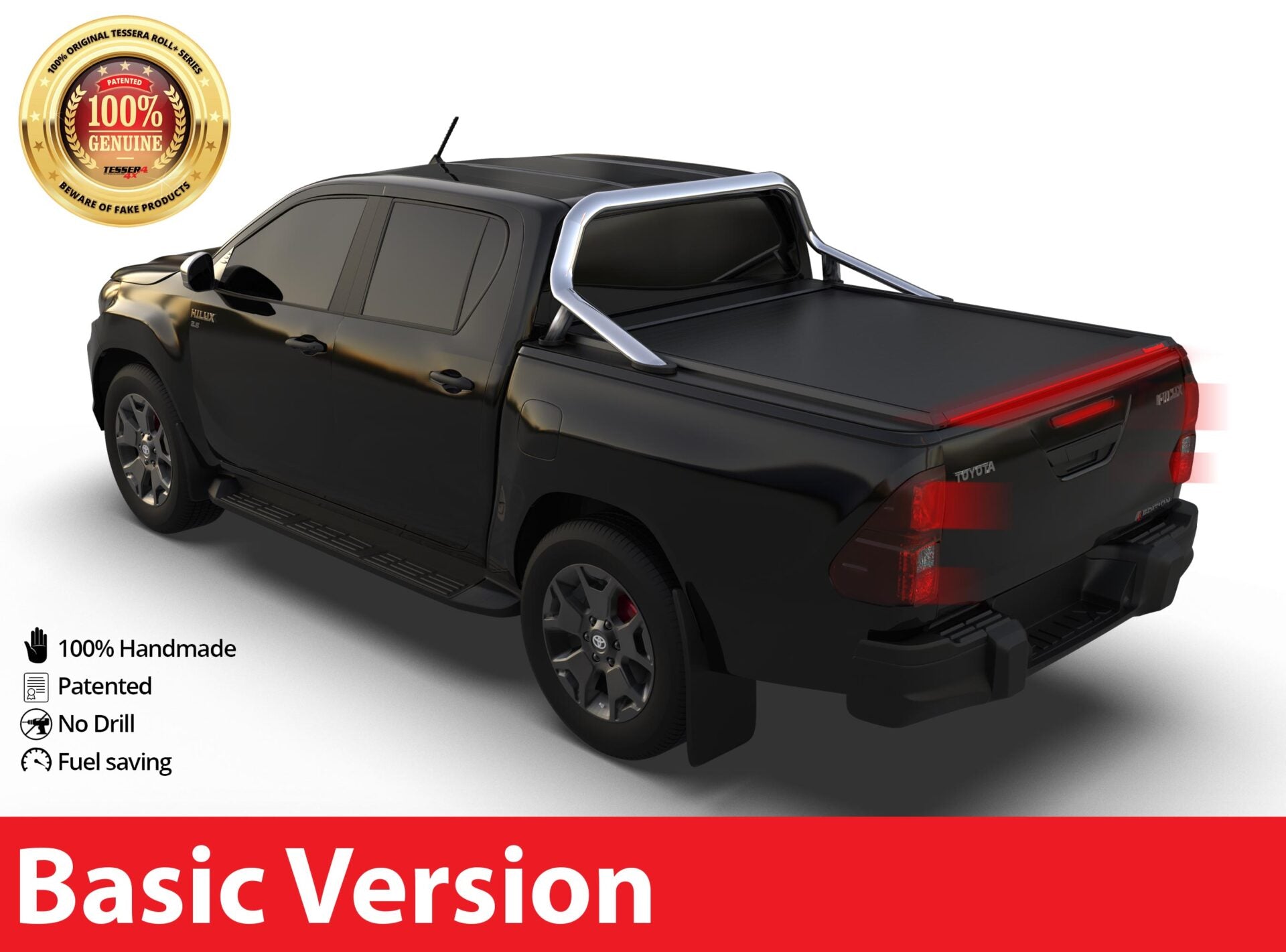 Tessera Roll+ Laderaumabdeckung "Basic" für Toyota Hilux Revo 2016+ mit OEM Überrolbügel D/C TESS 14161 ROLL black matt