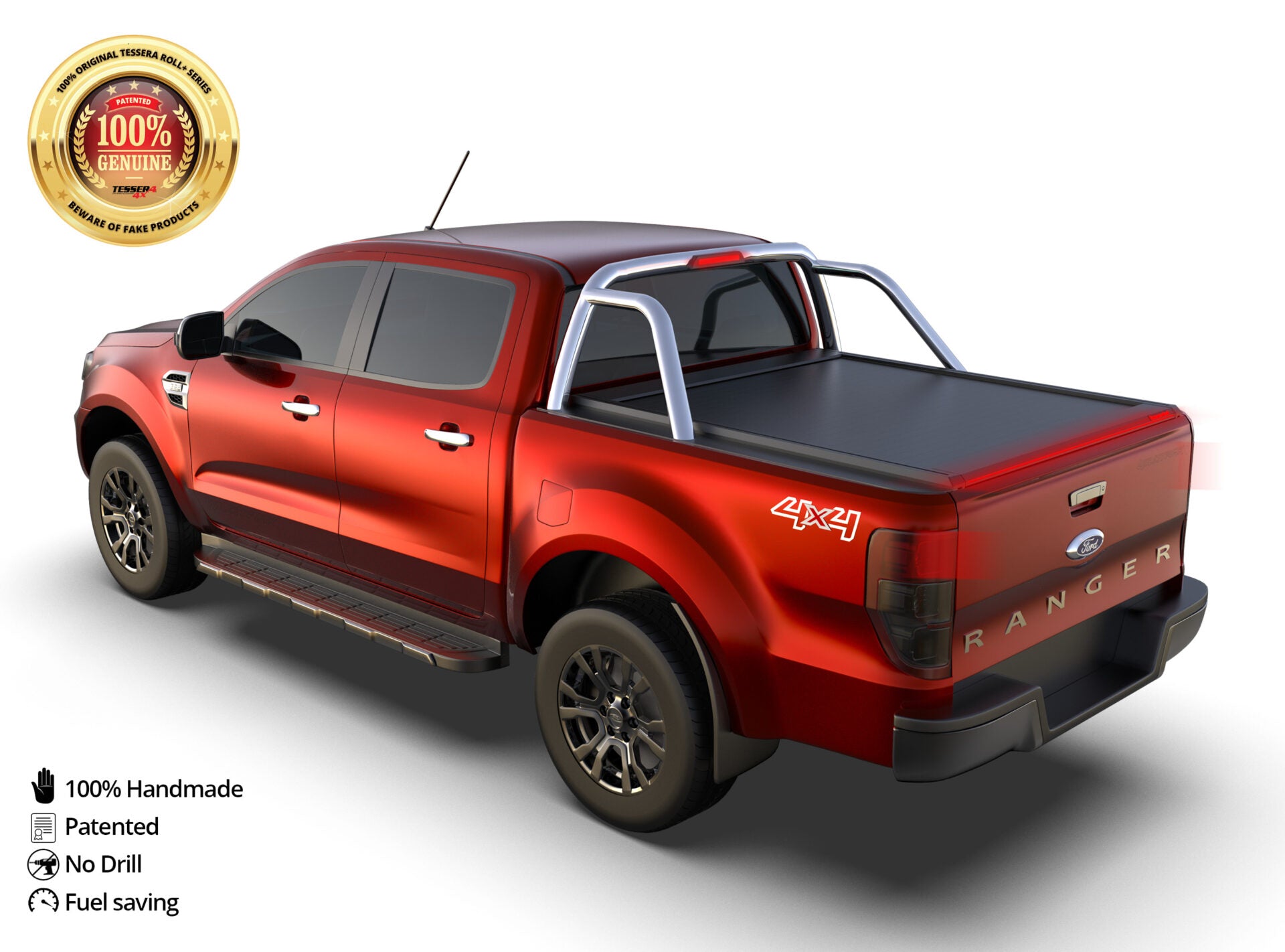 Tessera Roll+ Laderaumabdeckung "Basic" für FORD Ranger LIMITED D/C ab 11/2012+ & 2016+& 2020+ TESS 1406 ROLL black matt