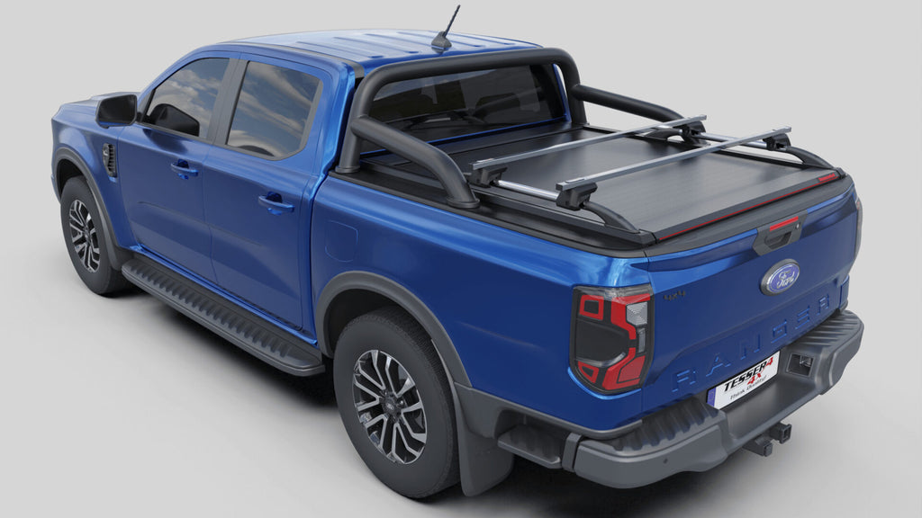 Laderaumabdeckung Tessera SE für FORD Ranger T6.2 P703 mit OEM Überrollbügel D/C TESS 15060 ROLL black matt