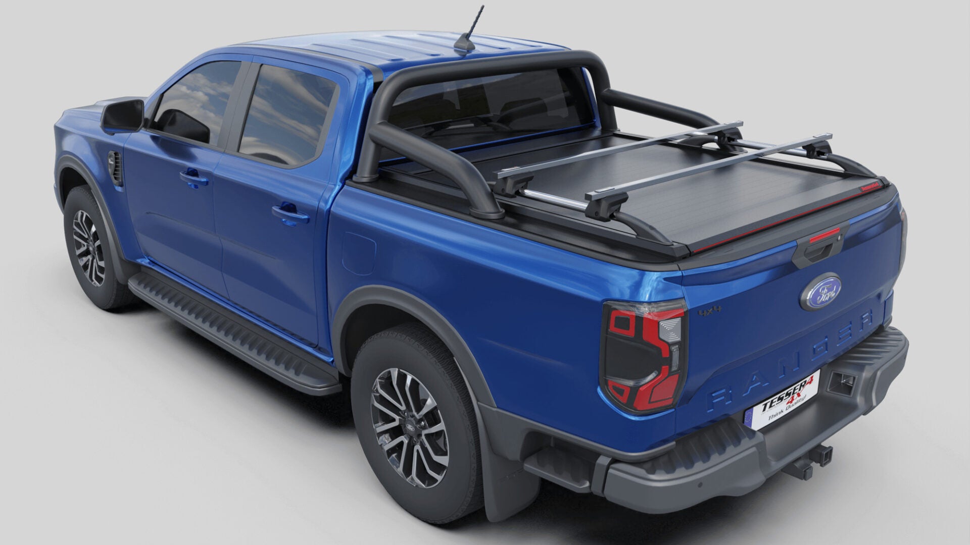 Laderaumabdeckung Tessera SE für FORD Ranger T6.2 P703 mit OEM Überrollbügel D/C TESS 15060 ROLL black matt