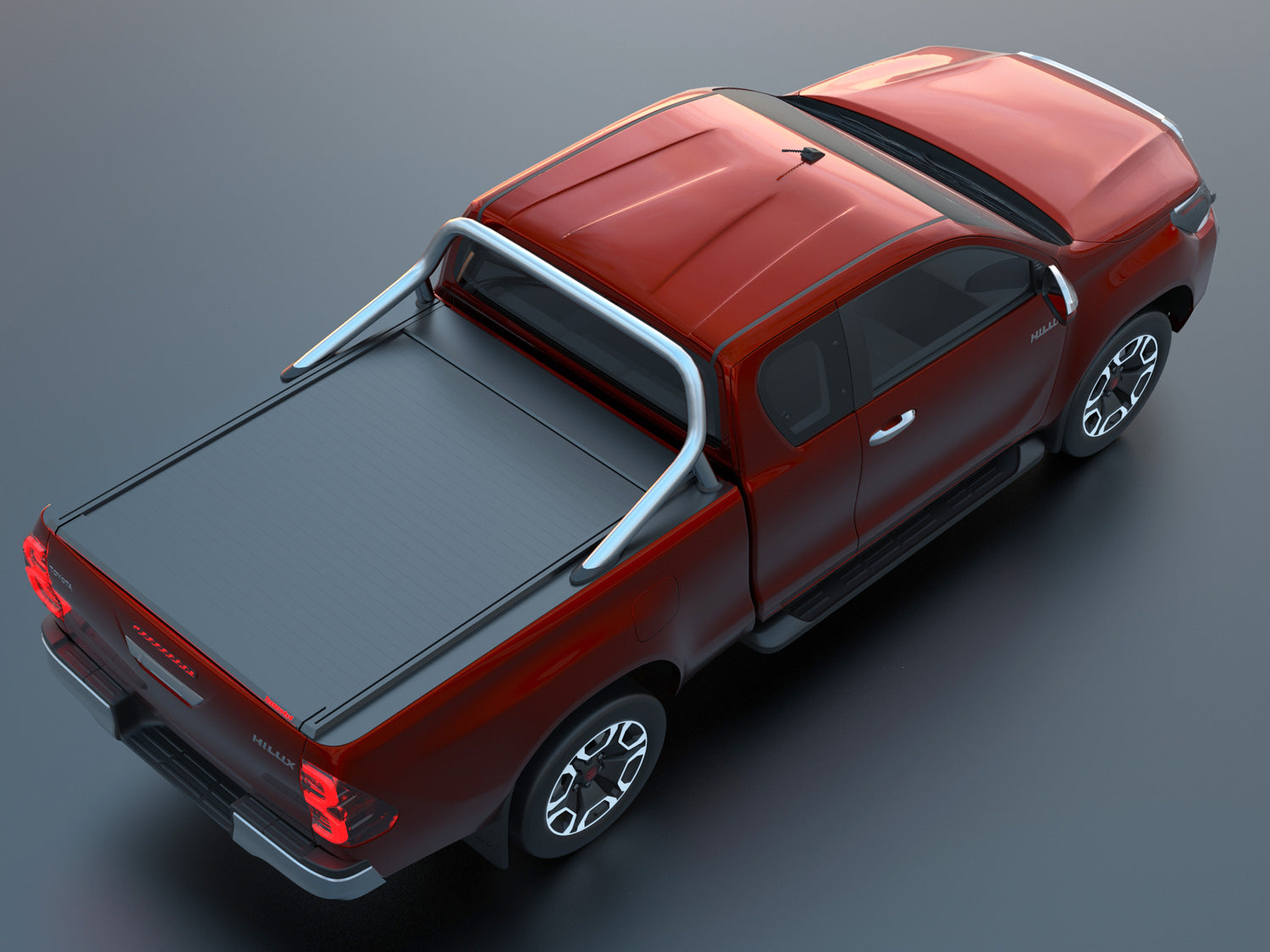Tessera Roll+ Laderaumabdeckung "Basic" für Toyota Hilux Revo 2016+ mit OEM Überrolbügel S/C TESS 14171 ROLL black matt