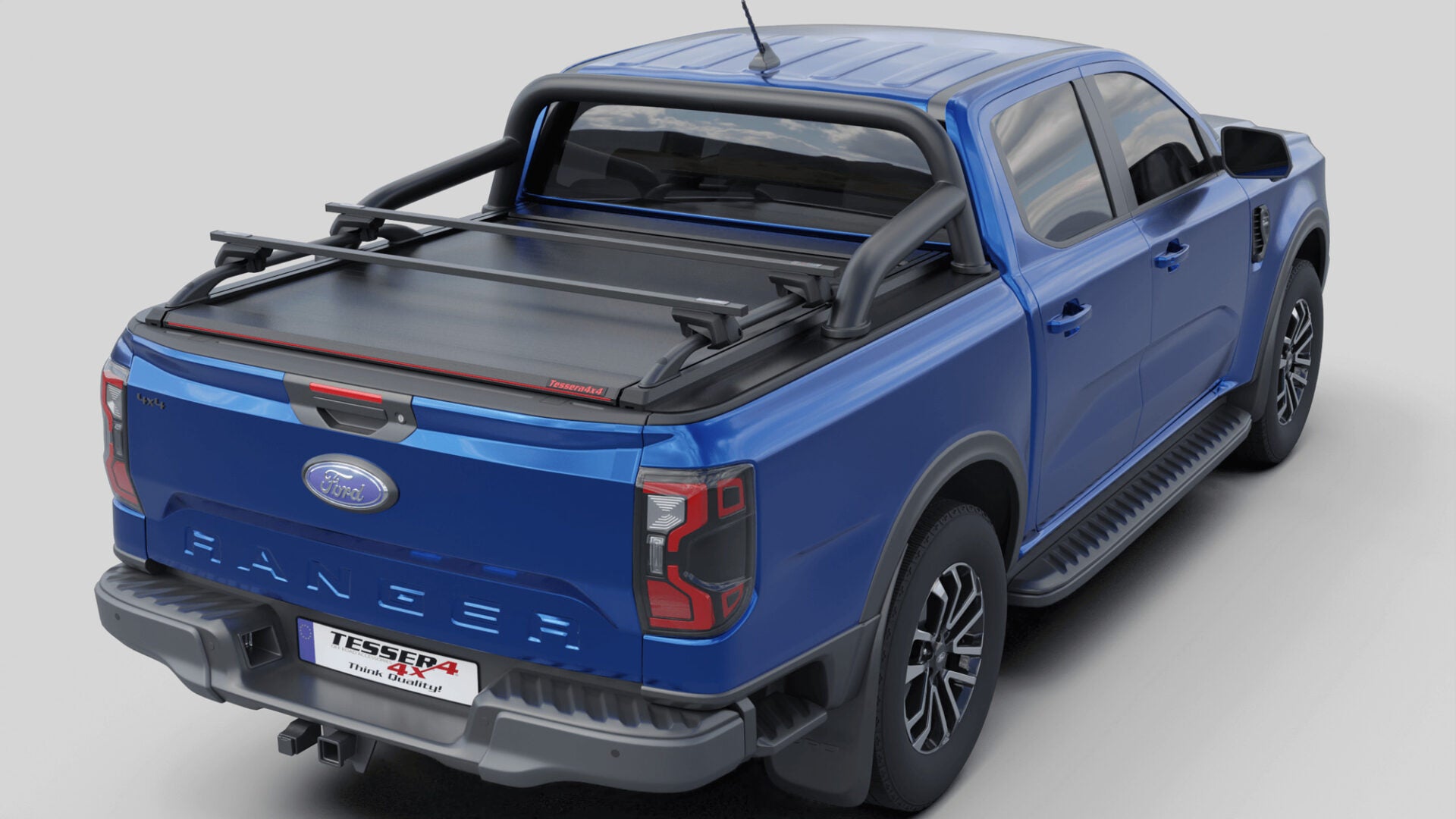 Laderaumabdeckung Tessera SE für FORD Ranger T6.2 P703 mit OEM Überrollbügel D/C TESS 15060 ROLL black matt