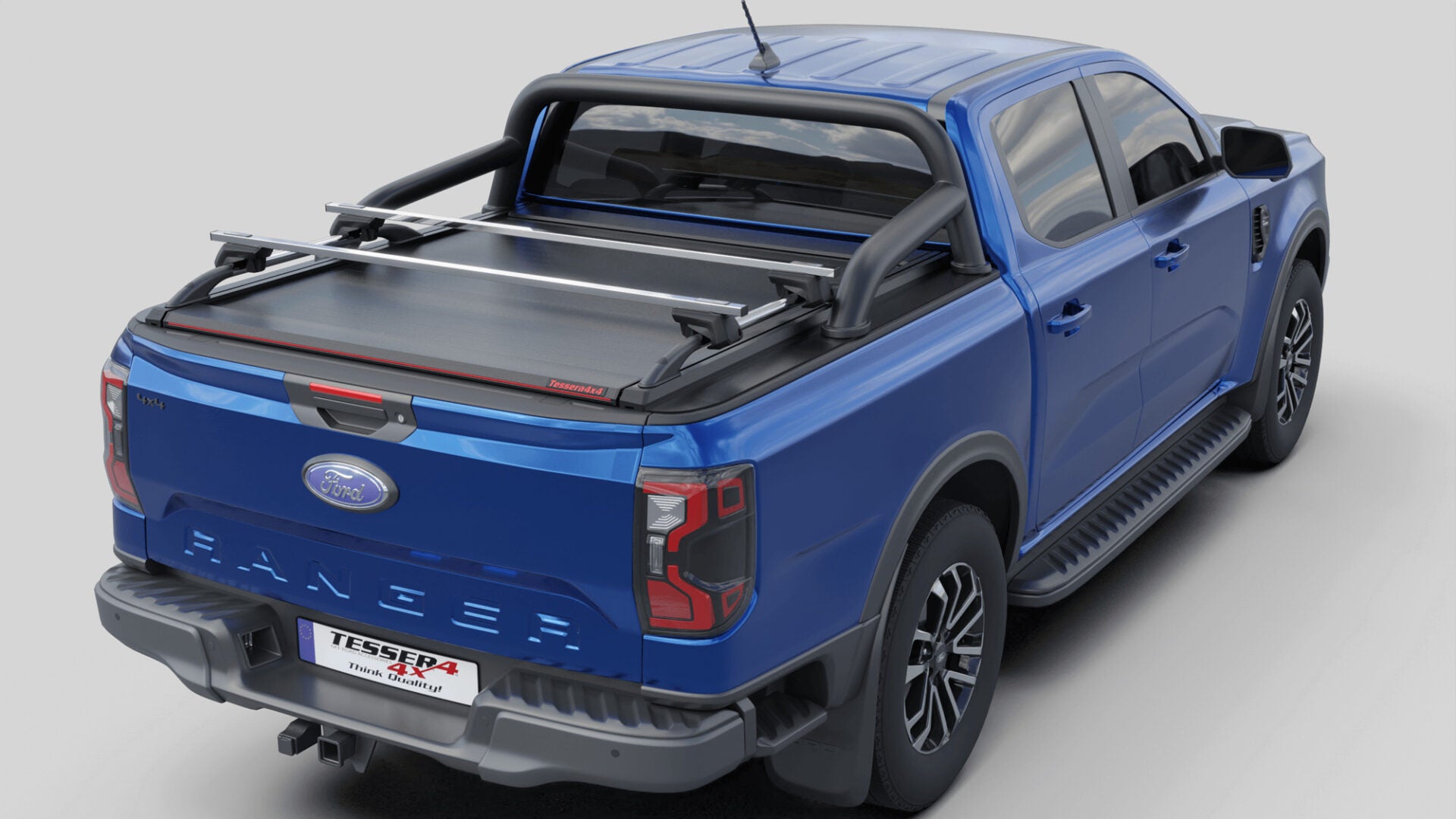Laderaumabdeckung Tessera SE für FORD Ranger T6.2 P703 mit OEM Überrollbügel D/C TESS 15060 ROLL black matt