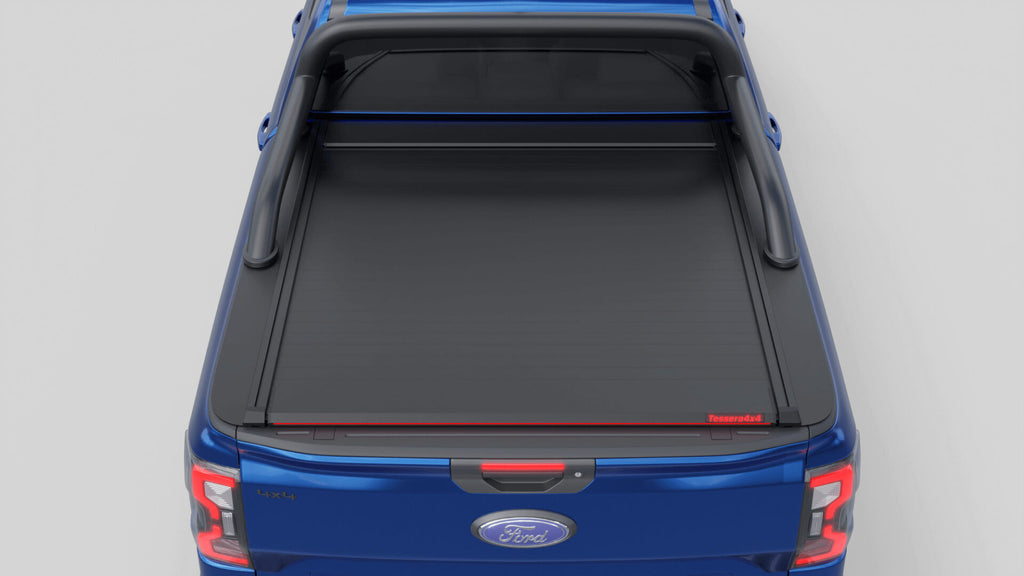 Tessera Roll+ Laderaumabdeckung "Basic" für FORD Ranger T6.2 P703 2023+ D/C mit OEM Überrollbügel TESS 14060 ROLL black matt