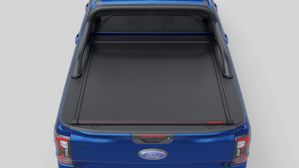 Laderaumabdeckung Tessera SE für FORD Ranger T6.2 P703 mit OEM Überrollbügel D/C TESS 15060 ROLL black matt