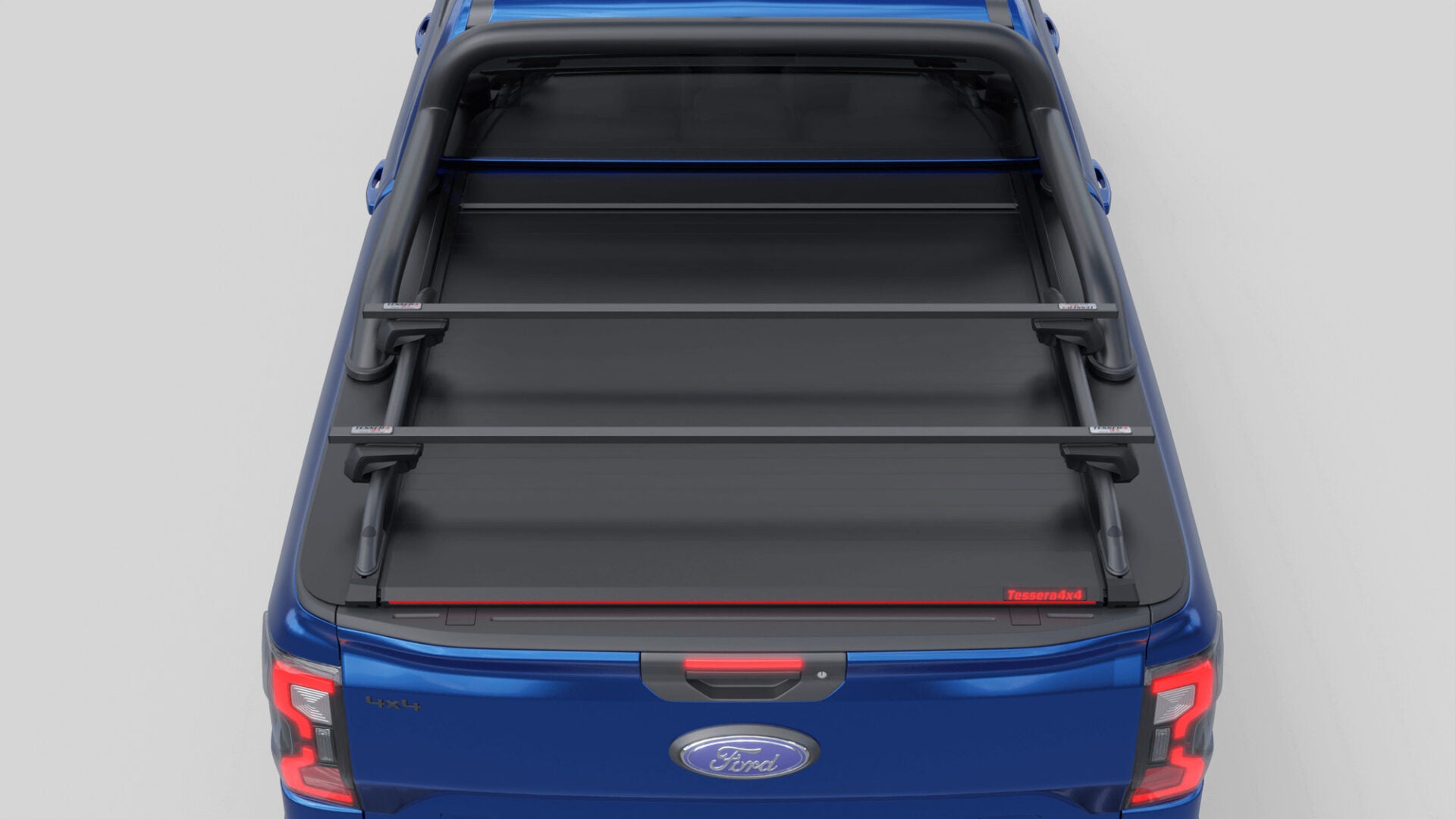 Tessera Roll+ Laderaumabdeckung "Basic" für FORD Ranger T6.2 P703 2023+ D/C mit OEM Überrollbügel TESS 14060 ROLL black matt