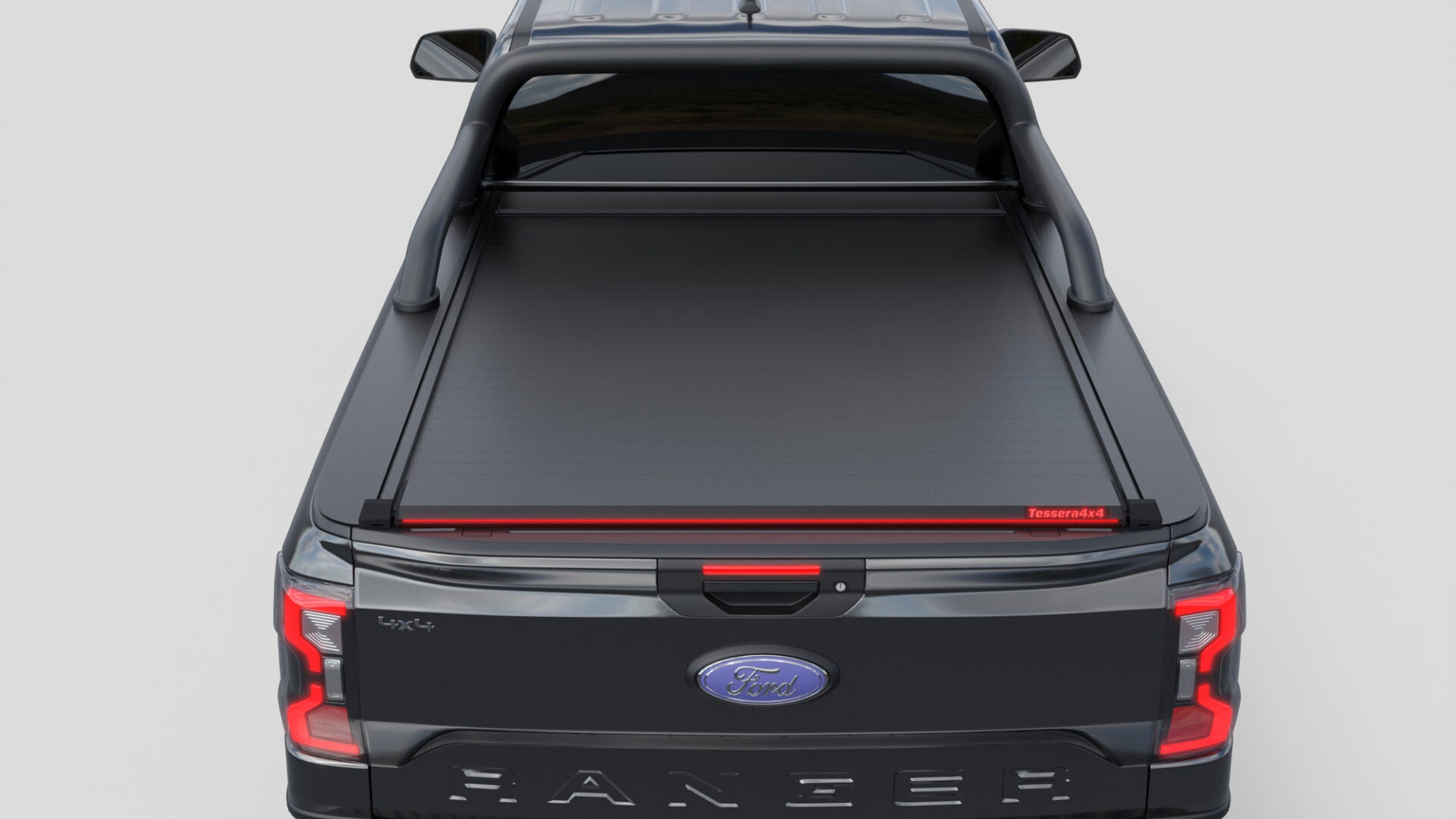 Tessera Roll+ Laderaumabdeckung "Basic" für FORD Ranger T6.2 P703 2023+ Extrakabine mit OEM Überrollbügel TESS 14070 ROLL black matt