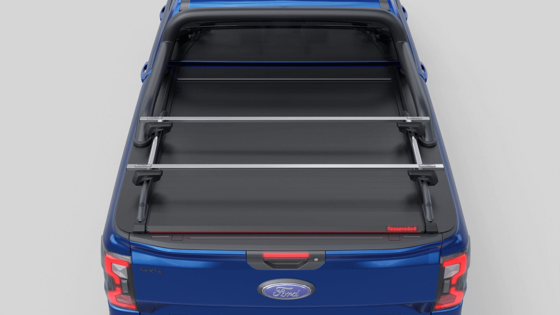 Tessera Roll+ Laderaumabdeckung "Basic" für FORD Ranger T6.2 P703 2023+ D/C mit OEM Überrollbügel TESS 14060 ROLL black matt