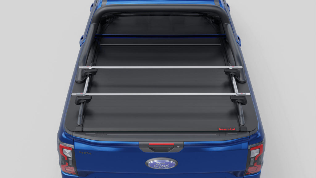 Laderaumabdeckung Tessera SE für FORD Ranger T6.2 P703 mit OEM Überrollbügel D/C TESS 15060 ROLL black matt