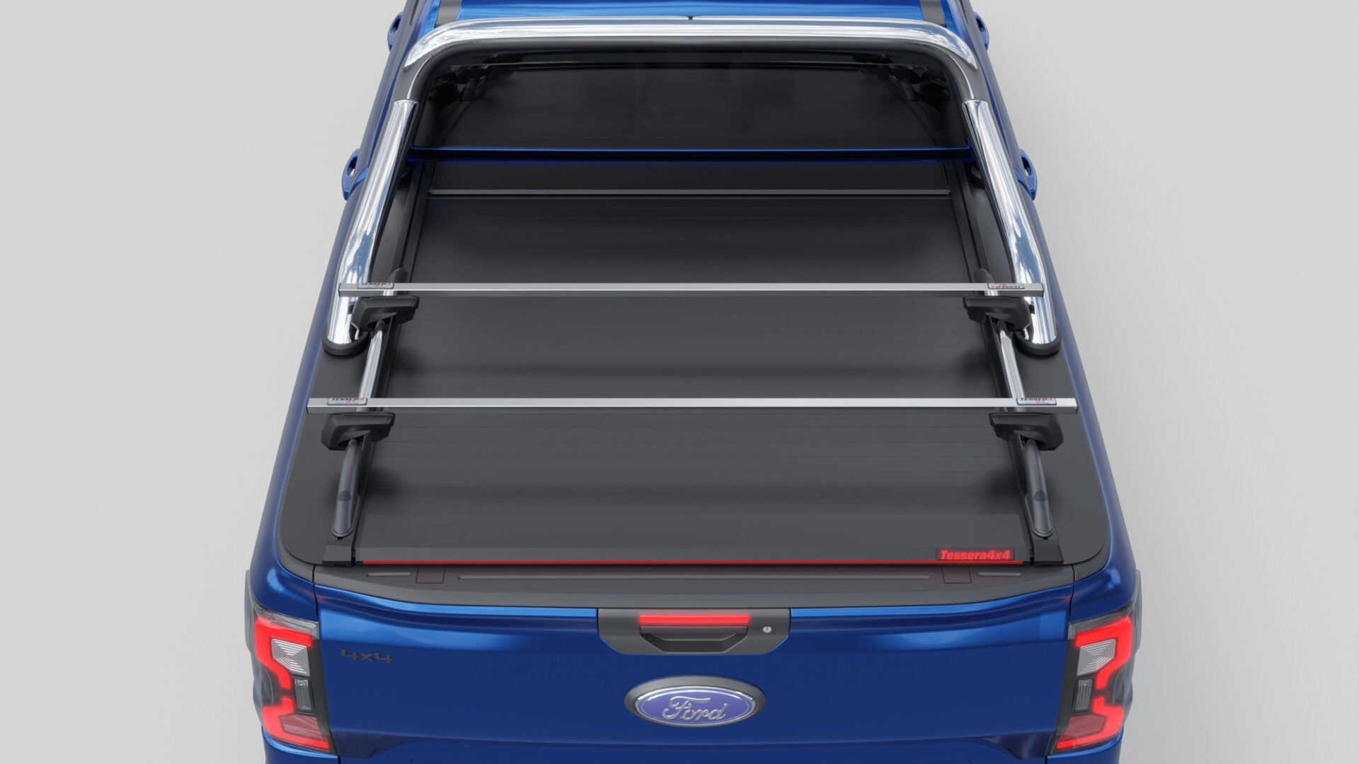 Tessera Roll+ Laderaumabdeckung "Basic" für FORD Ranger T6.2 P703 2023+ D/C mit OEM Überrollbügel TESS 14060 ROLL black matt