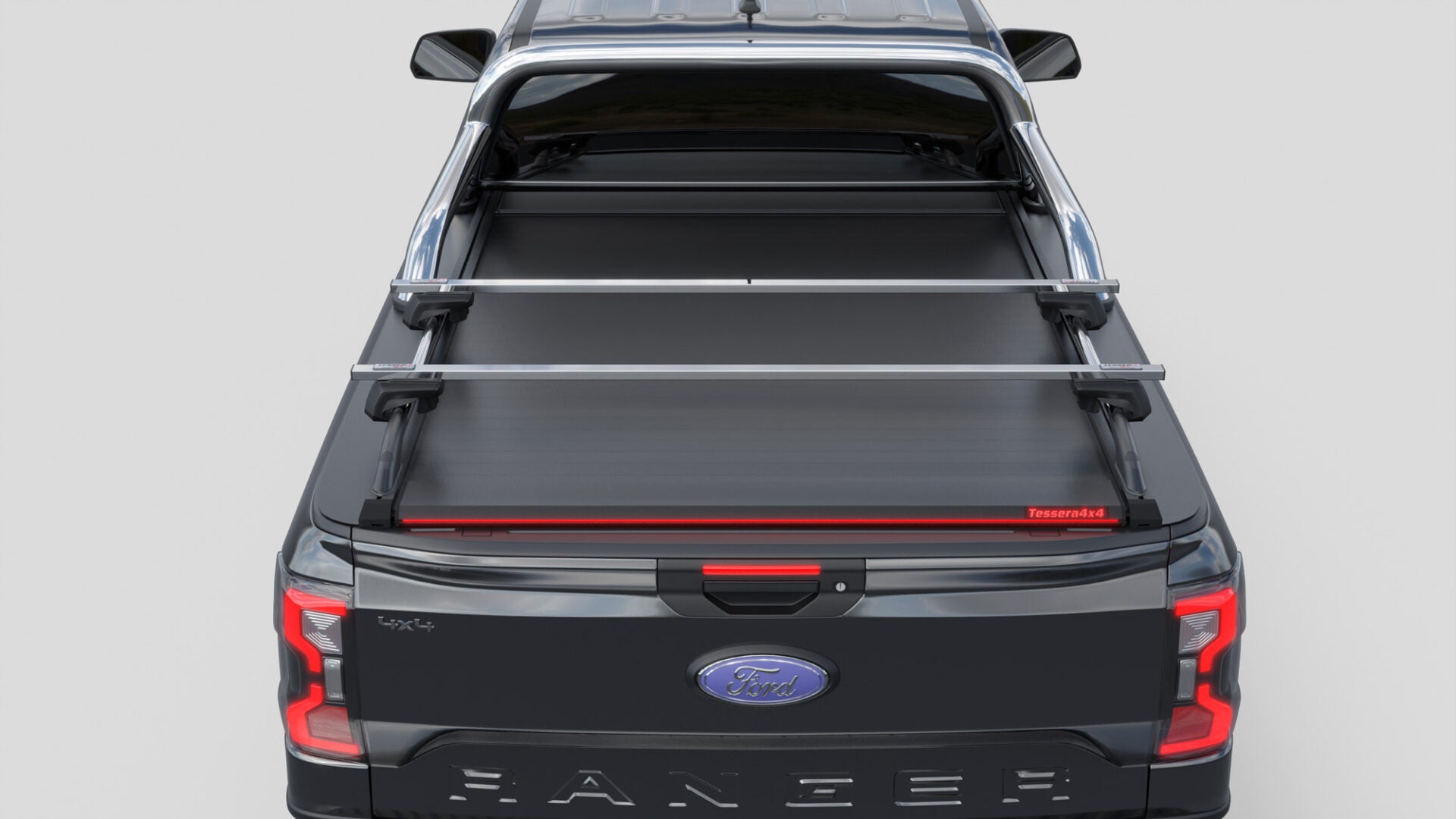 Tessera Roll+ Laderaumabdeckung "Basic" für FORD Ranger T6.2 P703 2023+ Extrakabine mit OEM Überrollbügel TESS 14070 ROLL black matt