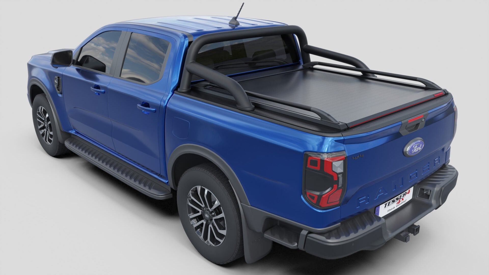 Laderaumabdeckung Tessera SE für FORD Ranger T6.2 P703 mit OEM Überrollbügel D/C TESS 15060 ROLL black matt