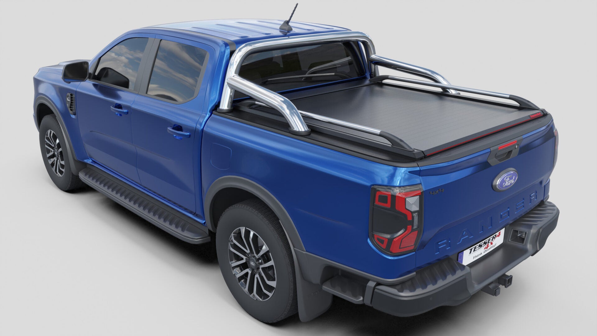 Laderaumabdeckung Tessera SE für FORD Ranger T6.2 P703 mit OEM Überrollbügel D/C TESS 15060 ROLL black matt