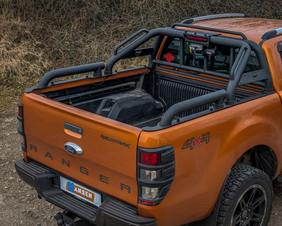 HSP Black Hunter Überrollbügel + Seilwindenadapterplatte passend für Ford Ranger (2016-2022) & Ranger Raptor (2019-2022)