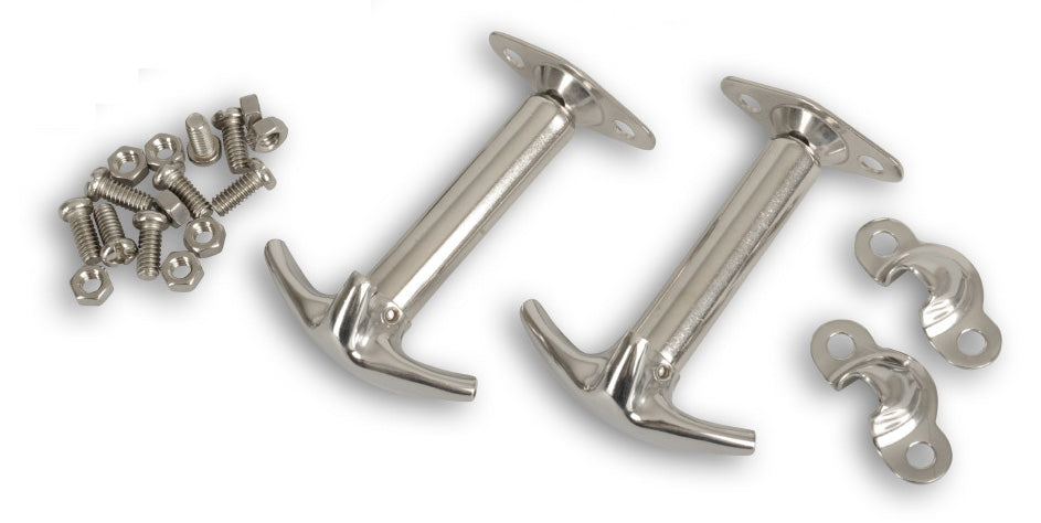 Haubenhalterset Edelstahl passend für Jeep Wrangler YJ (1987-1995)