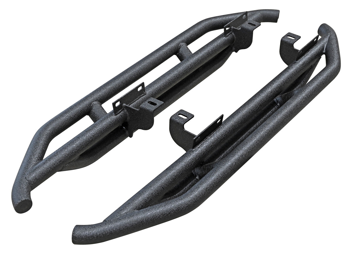 Schwarz matt strukturierte Rock Rails passend für Jeep Wrangler JK 2-Türer (2007-2018)