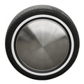 Edelstahl Moon Cap (gebürstet) mit Weißwandring (schwarz/weiß) - 15 Zoll - 1 Stück