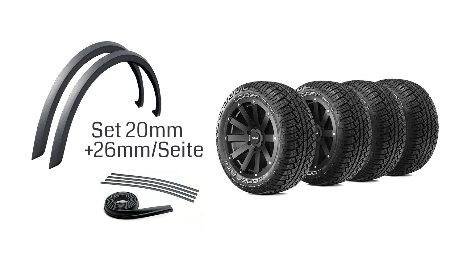 Komplettradsatz Hanma 18x9 | Loder AT#1 + Radabdeckungen