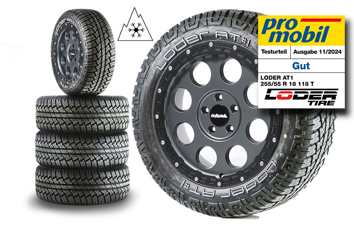 Komplettradsatz Klassik_B Rugged Gunmetal | Loder AT1 255/55R18