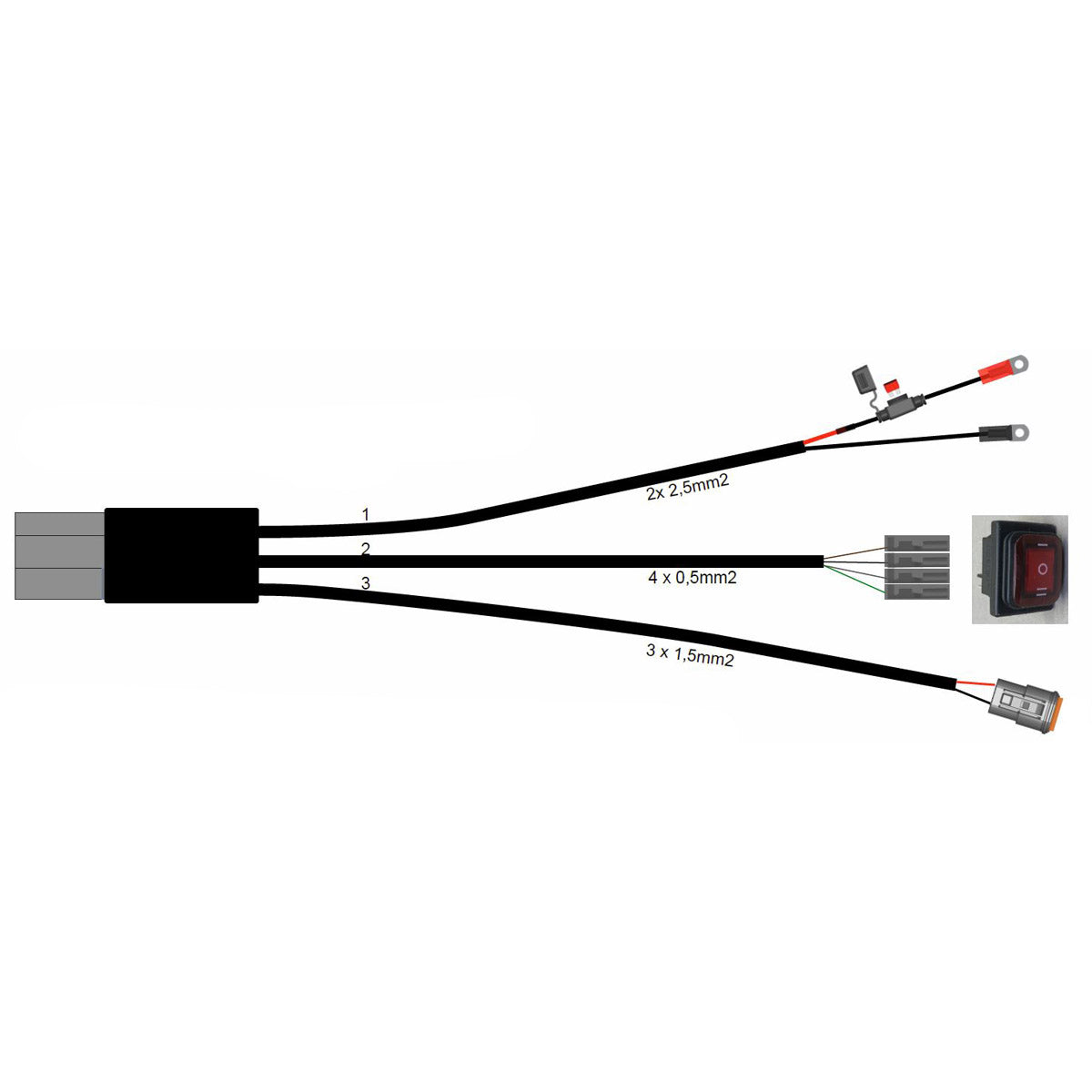 LTPRTZ LED Kabelsatz für 1x X-Type Fernscheinwerfer