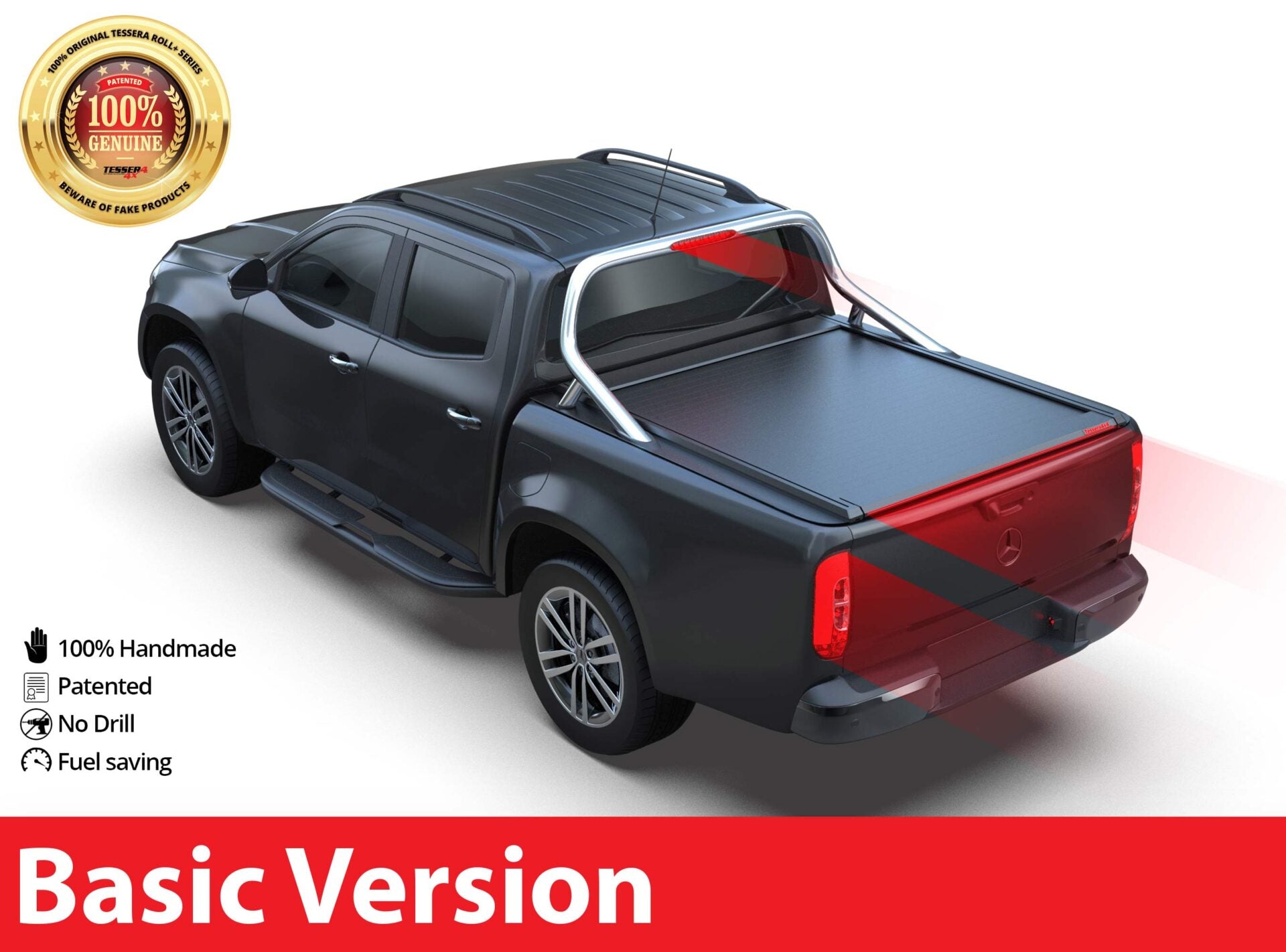 Tessera Roll+ Laderaumabdeckung "Basic" für Mercedes X-Klasse 2021+ D/C mit OEM Rolllbar TESS 14191 ROLL black matt