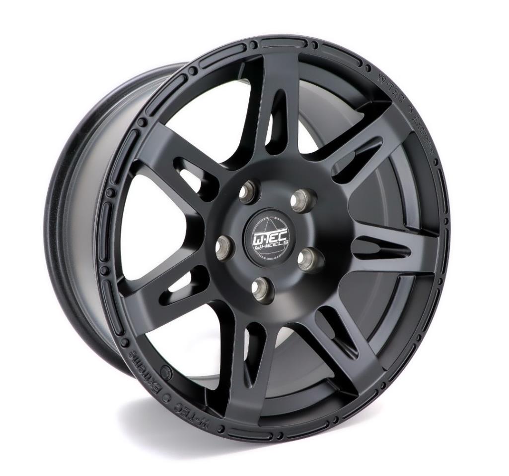 1x Komplettrad W-TEC Extreme Black Edition 17" + 37x12,5 (116-R) BF Goodrich All Terrain passend für Jeep Wrangler JL Rubicon (2018-)