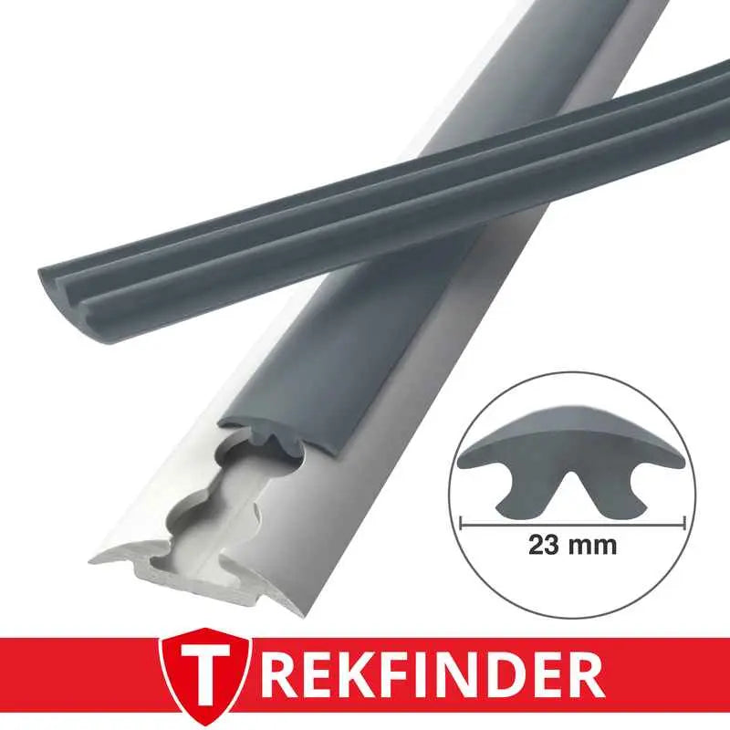 Abdeckprofil für Airlineschiene TREKFINDER / 23 mm breit / eisengrau - RAL 7011 / glatte Oberfläche
