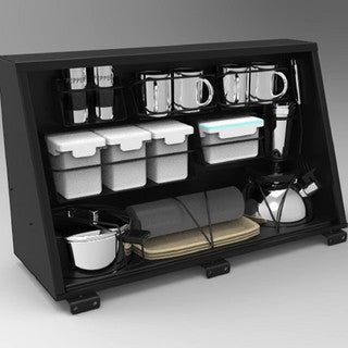 Alu-Cab Seitenfach Groß 730 x 750 Schwarz mit Kitchen Kit für Land Cruiser