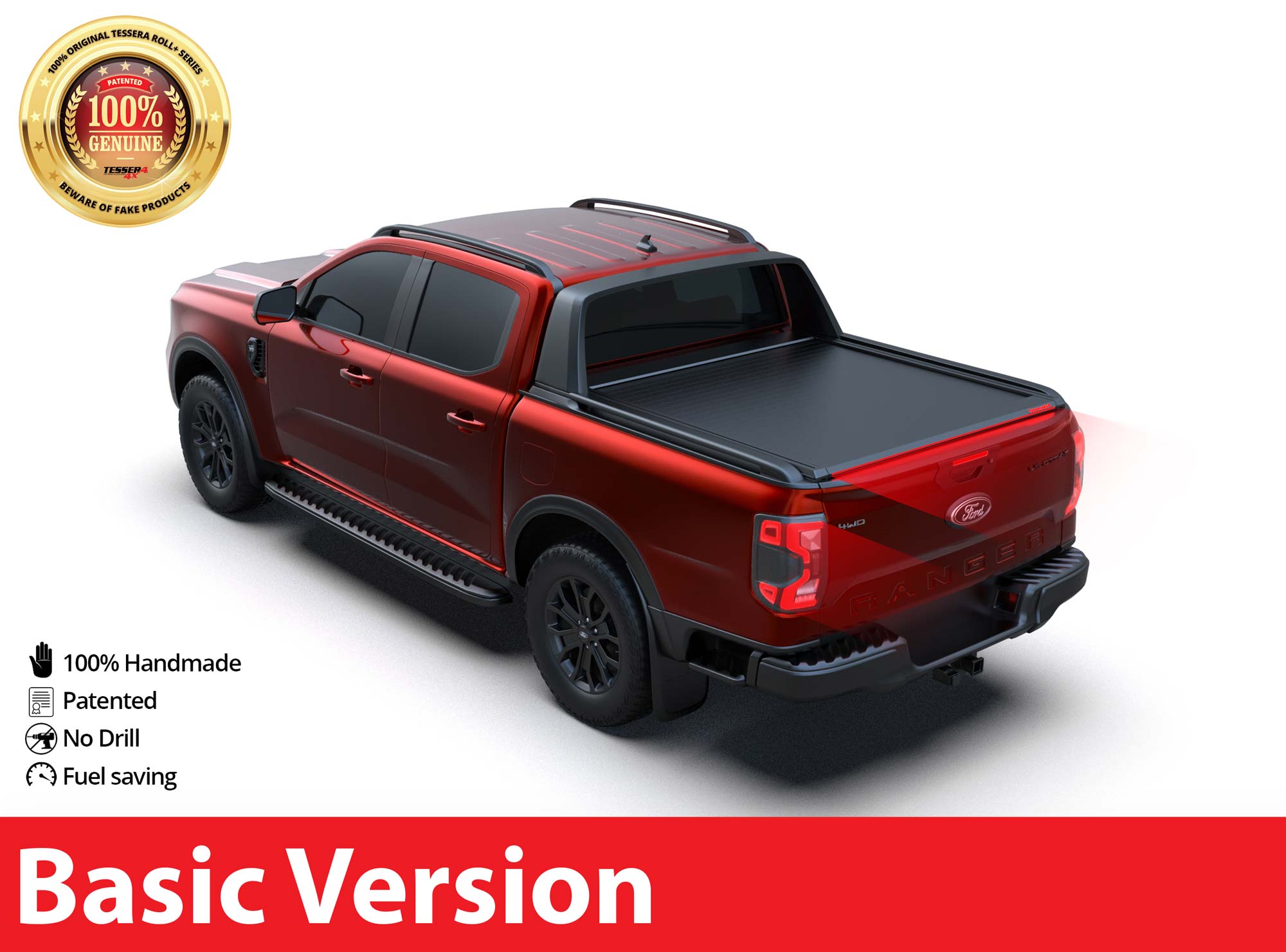 Tessera Roll+ Laderaumabdeckung "Basic" für FORD Ranger T6.2 P703 WILDTRAK / RAPTOR 2023+ D/C TESS 14080 ROLL black matt