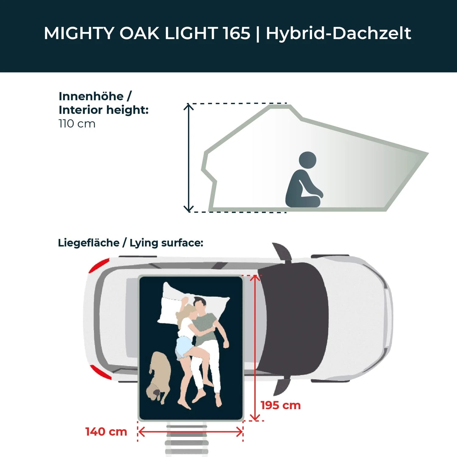 SPAR-ANGEBOT - Dachzelt + Vorzelt MIGHTY OAK LIGHT 165 goldbraun