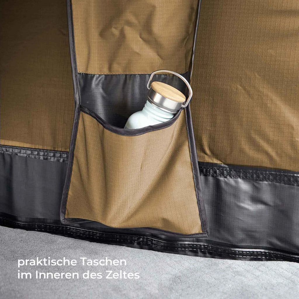 SPAR-ANGEBOT - Dachzelt + Vorzelt MIGHTY OAK LIGHT 165 goldbraun