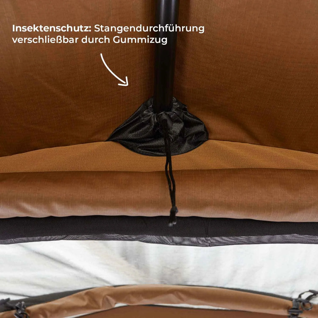 Dachzelt WILLOW PRO 1 ECO 160 goldbraun m. Mesh m. MAMMOTH Leiter m. AIR PRO Matratze