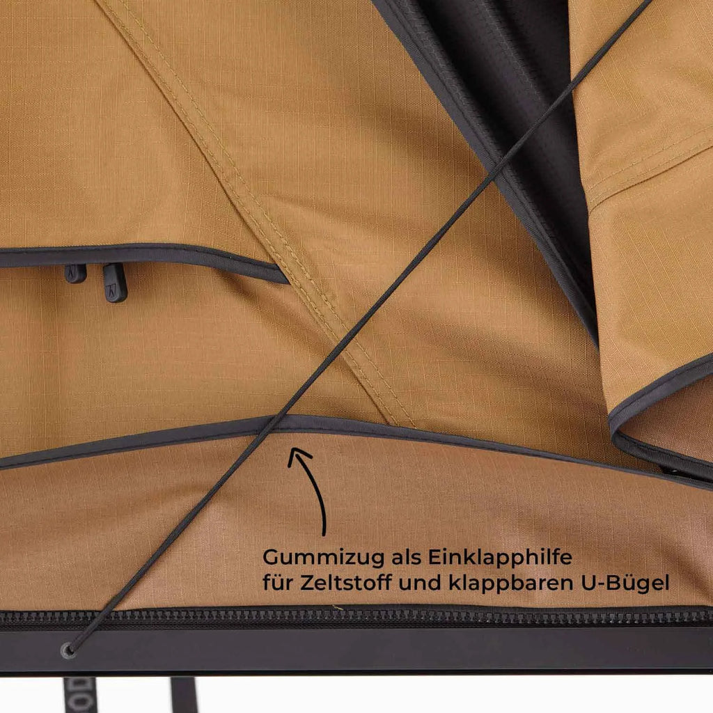 Dachzelt WILLOW PRO 1 ECO 160 goldbraun m. Mesh m. Standardleiter 260 cm m. AIR PRO Matratze