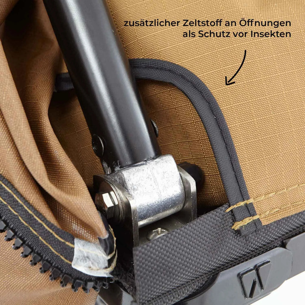 Dachzelt WILLOW PRO 1 ECO 160 goldbraun m. Mesh m. Standardleiter 260 cm m. AIR PRO Matratze