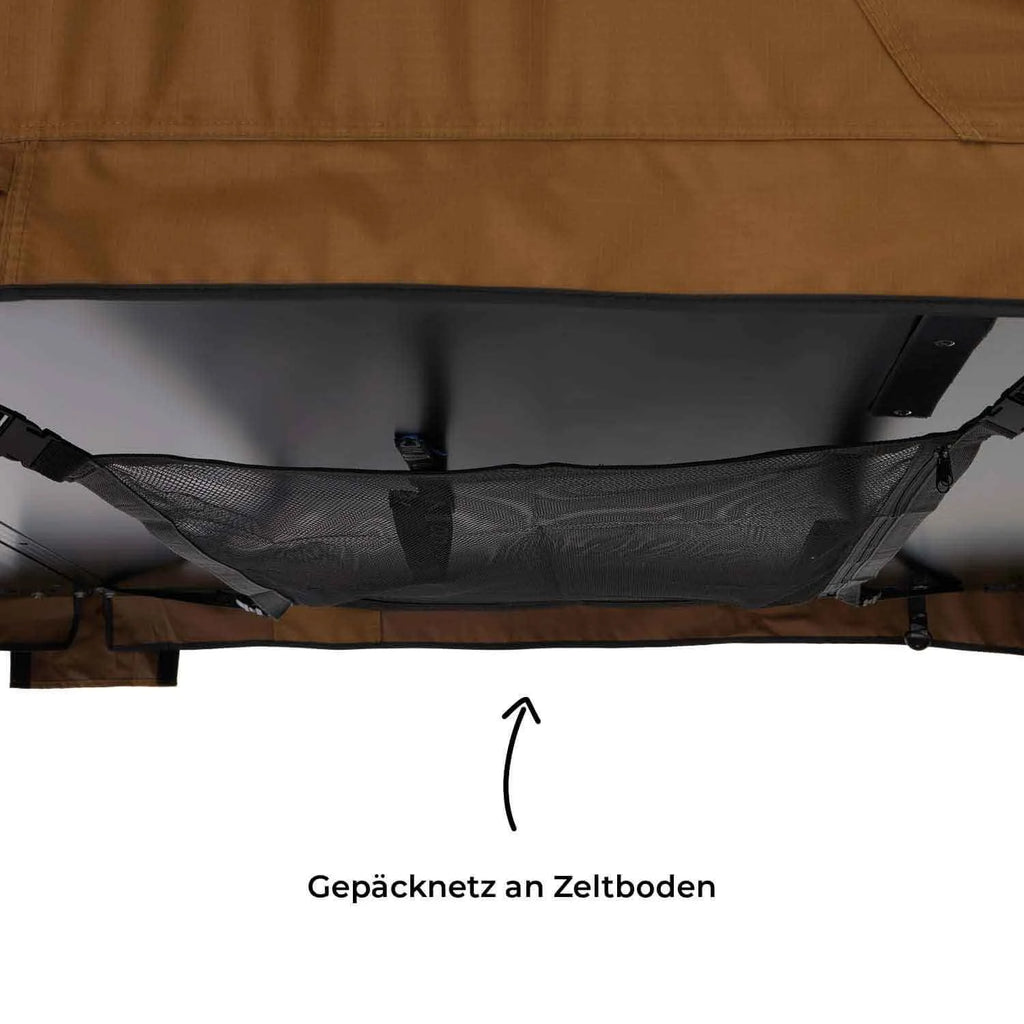 Dachzelt WILLOW PRO 1 ECO 160 goldbraun m. Mesh m. Standardleiter 260 cm m. AIR PRO Matratze
