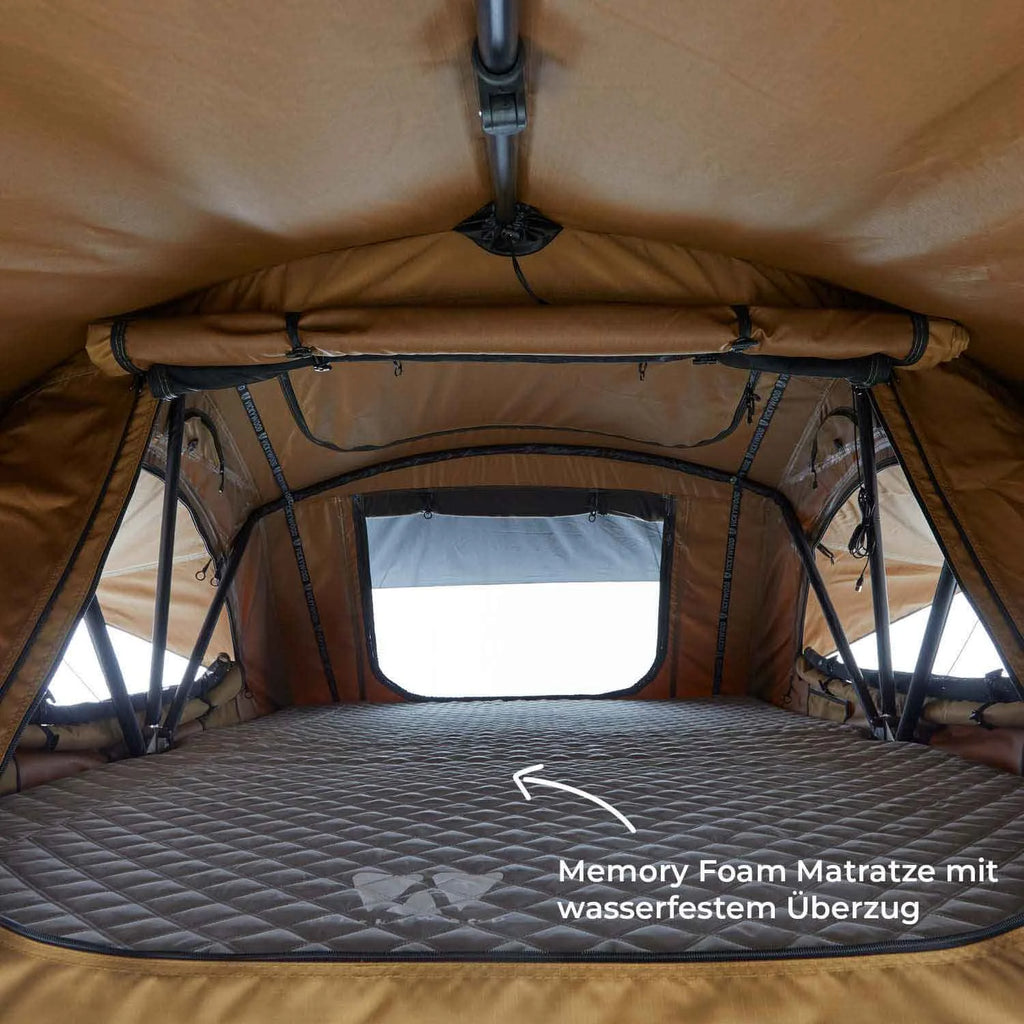 Dachzelt WILLOW PRO 1 ECO 160 goldbraun m. Mesh m. Standardleiter 260 cm m. AIR PRO Matratze